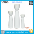 Set of 3 Ceramic White Porcelain Flower Happy Family Vase